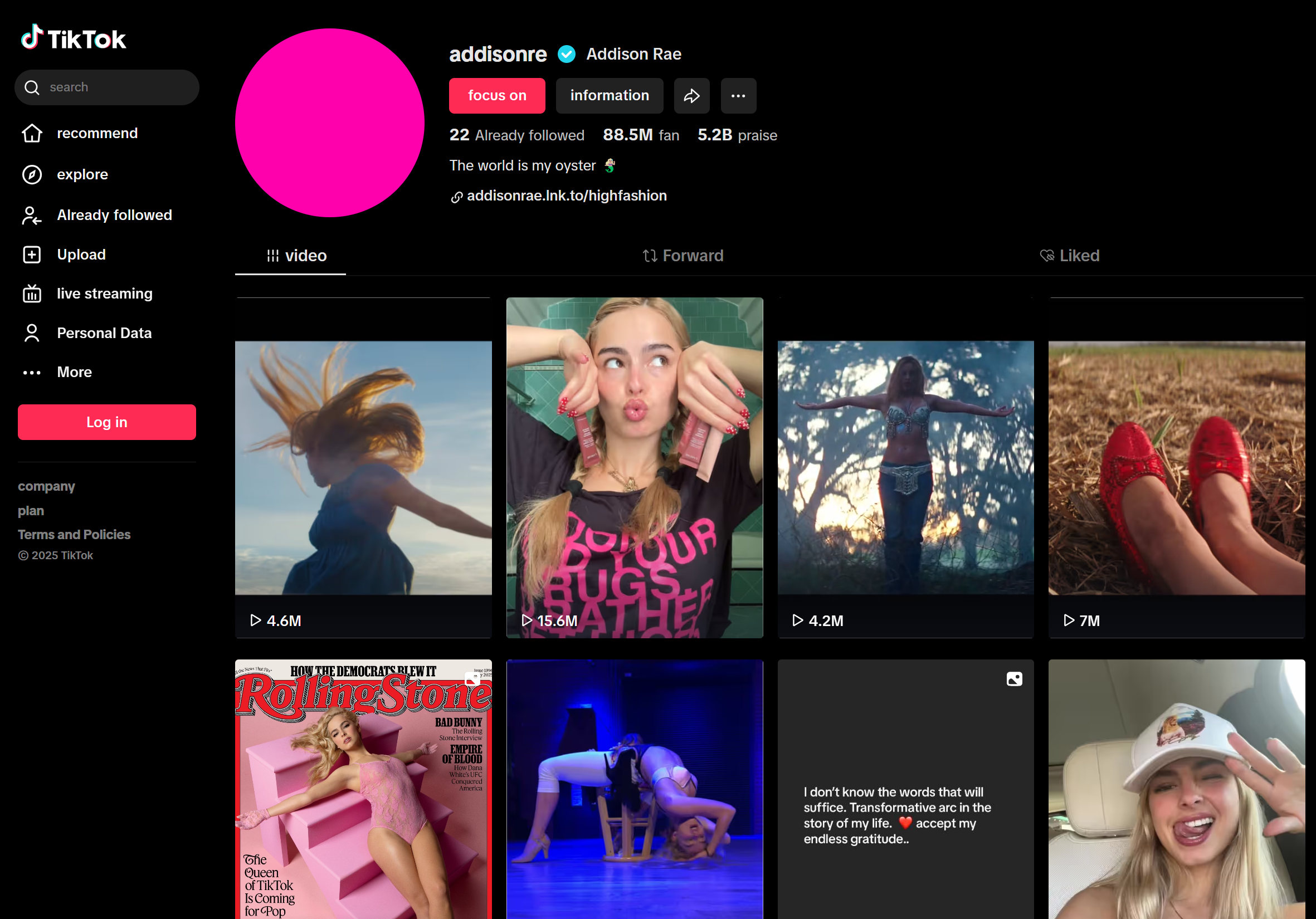 Top 5 creators of TikTok trend： Addison Rae