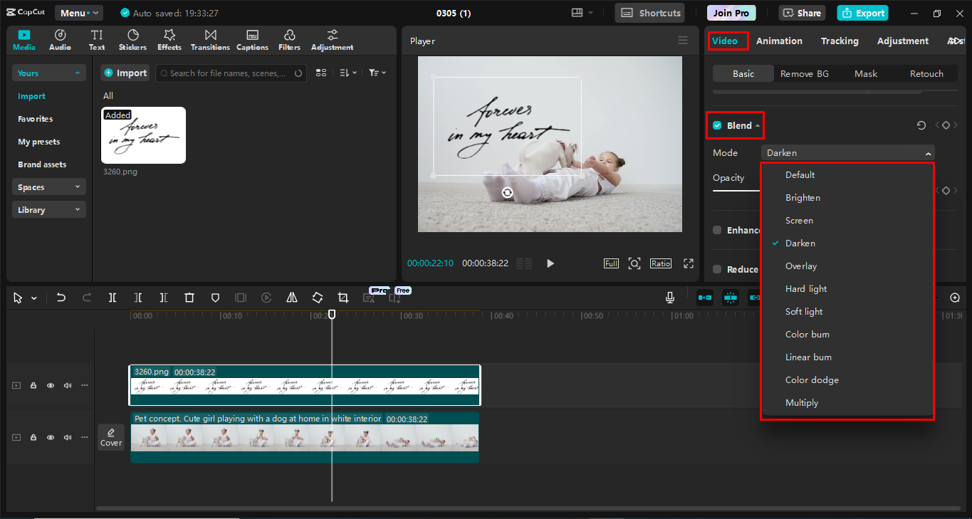 Adding and editing writing text effects in CapCut desktop video editor
