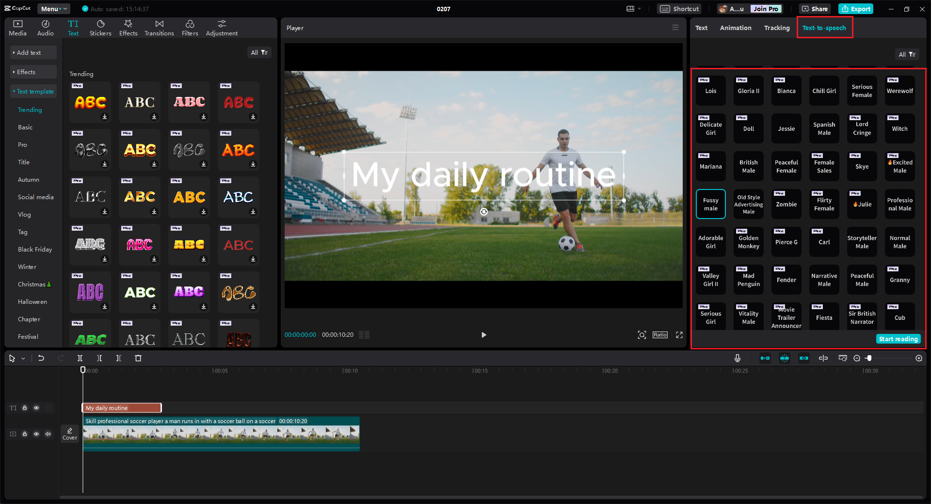 Apply text-to-speech option