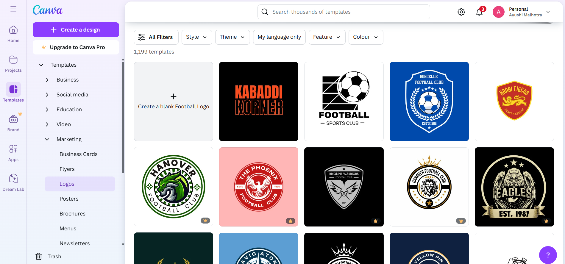 Canva football badge templates