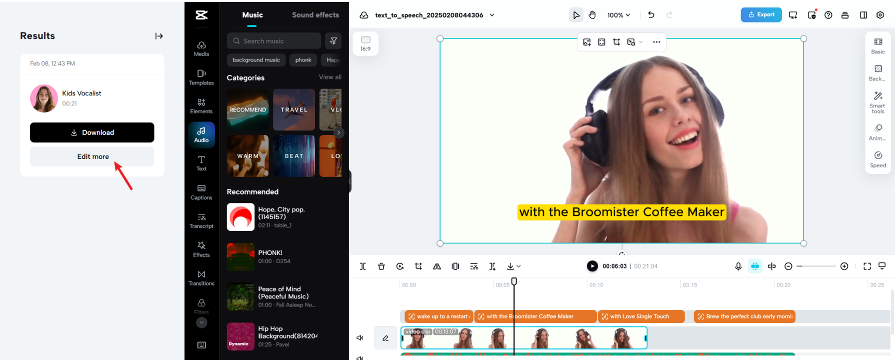Integrate with advanced video editor