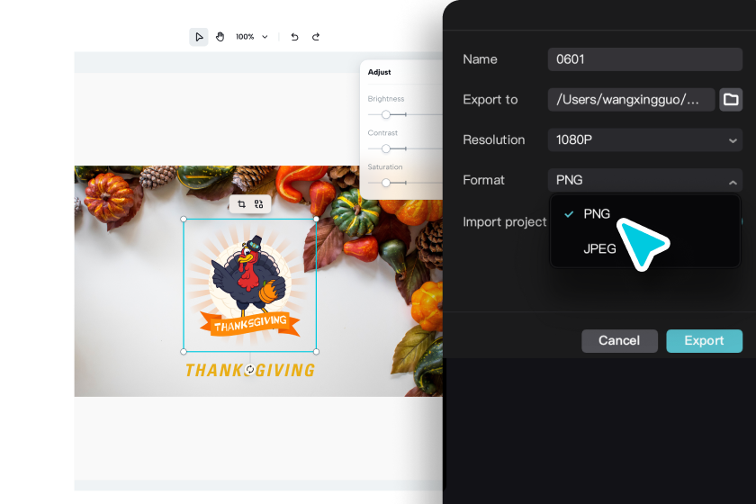 Finalize and share the poster for Thanksgiving Day