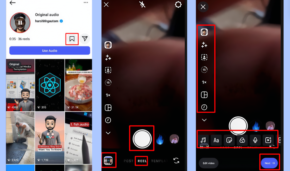 Create a new reel using Instagram's editing tools