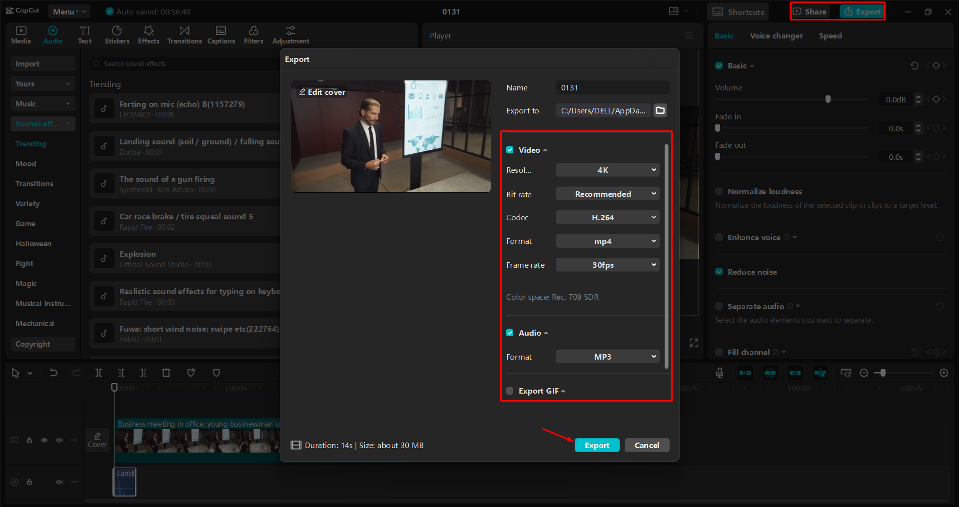 Εξαγωγή ενός επεξεργασμένου βίντεο από τον επεξεργαστή βίντεο επιφάνειας εργασίας CapCut