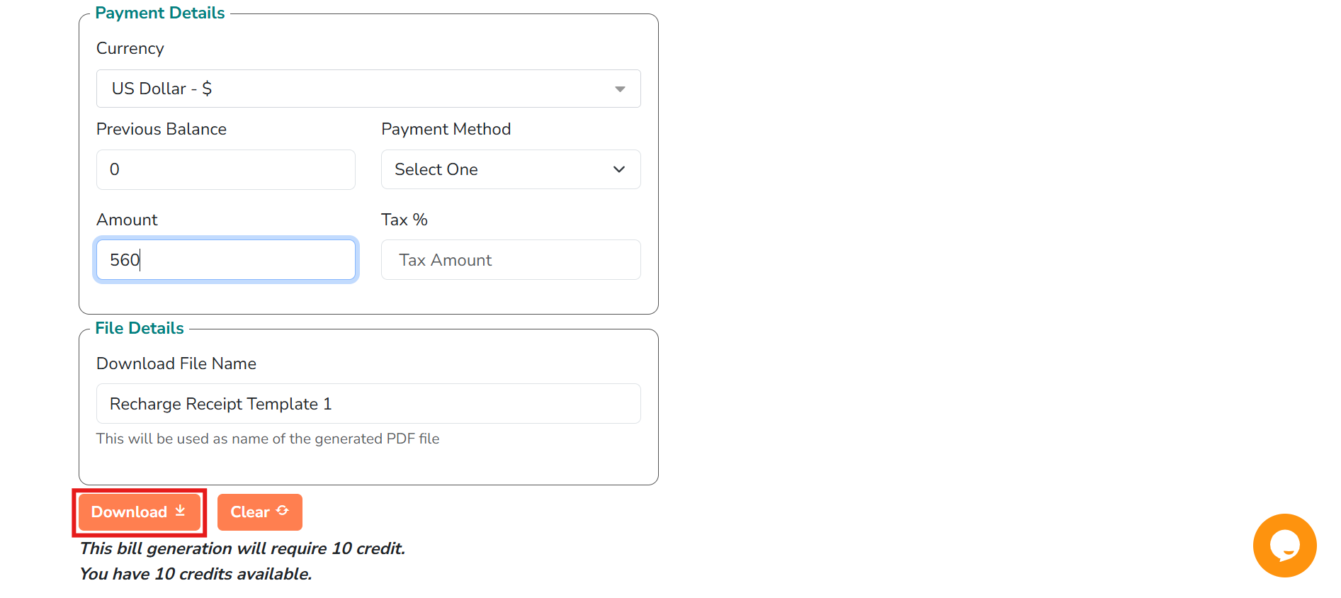 Baixe a conta gerada pelo computador