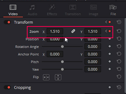 Add the ending keyframe and adjust the zoom
