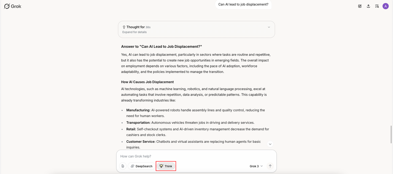 Think Mode – step-by-step problem solving
