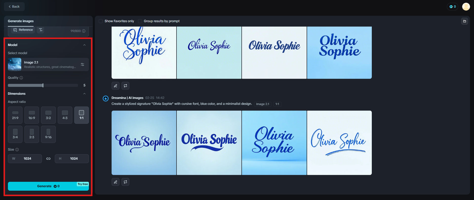 Ajuste as configurações e gere