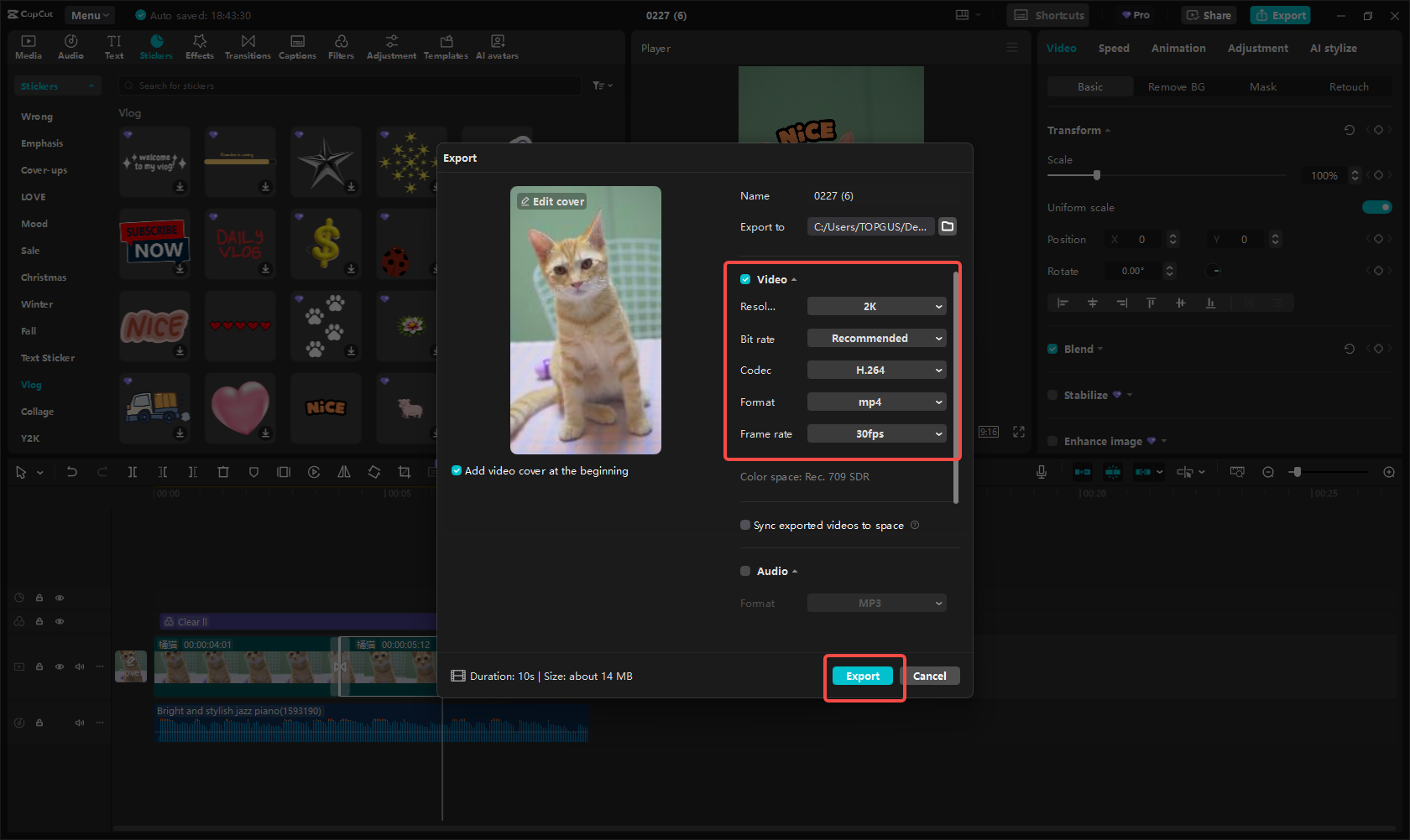 Exporting and sharing the video on TikTok