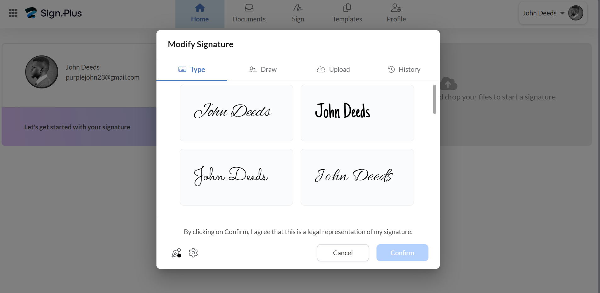 Handwritten signature with Sign.Plus