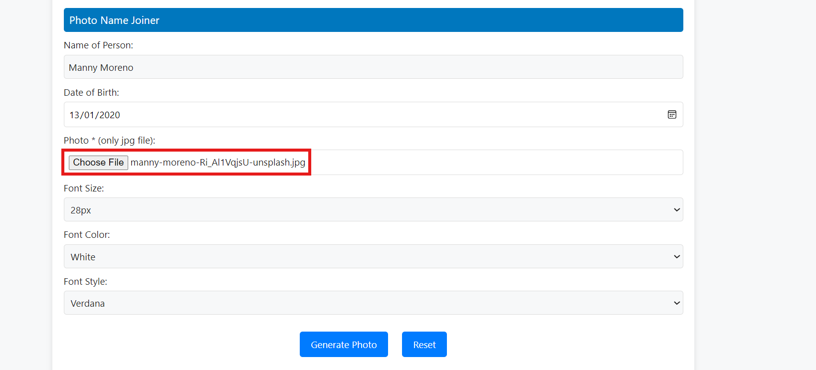 Upload photo at A To Z Tools