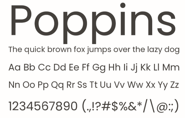 5 fon unik untuk menulis teks dalam talian: Poppins