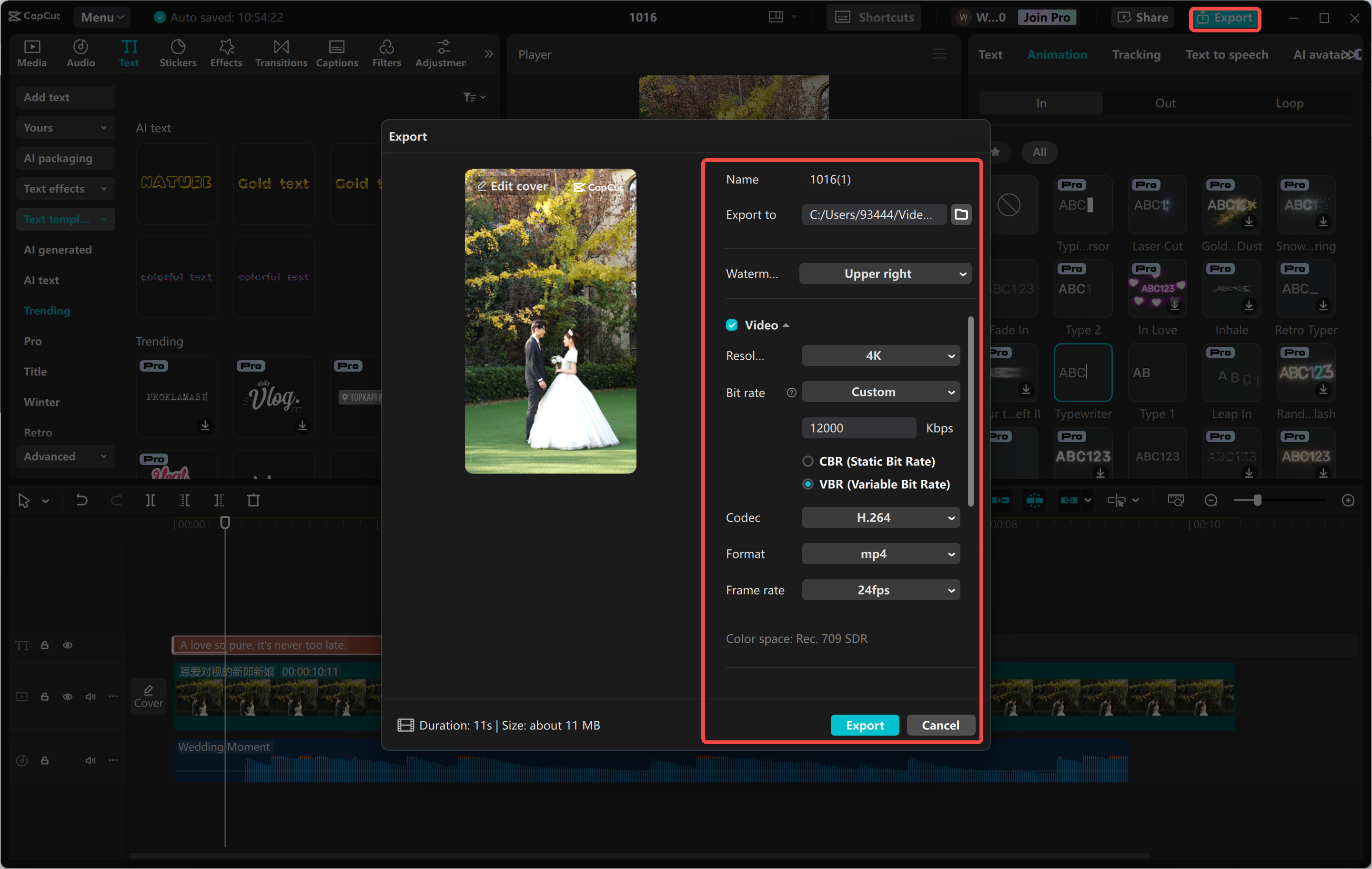 Exporting the video after editing from the CapCut desktop video editor