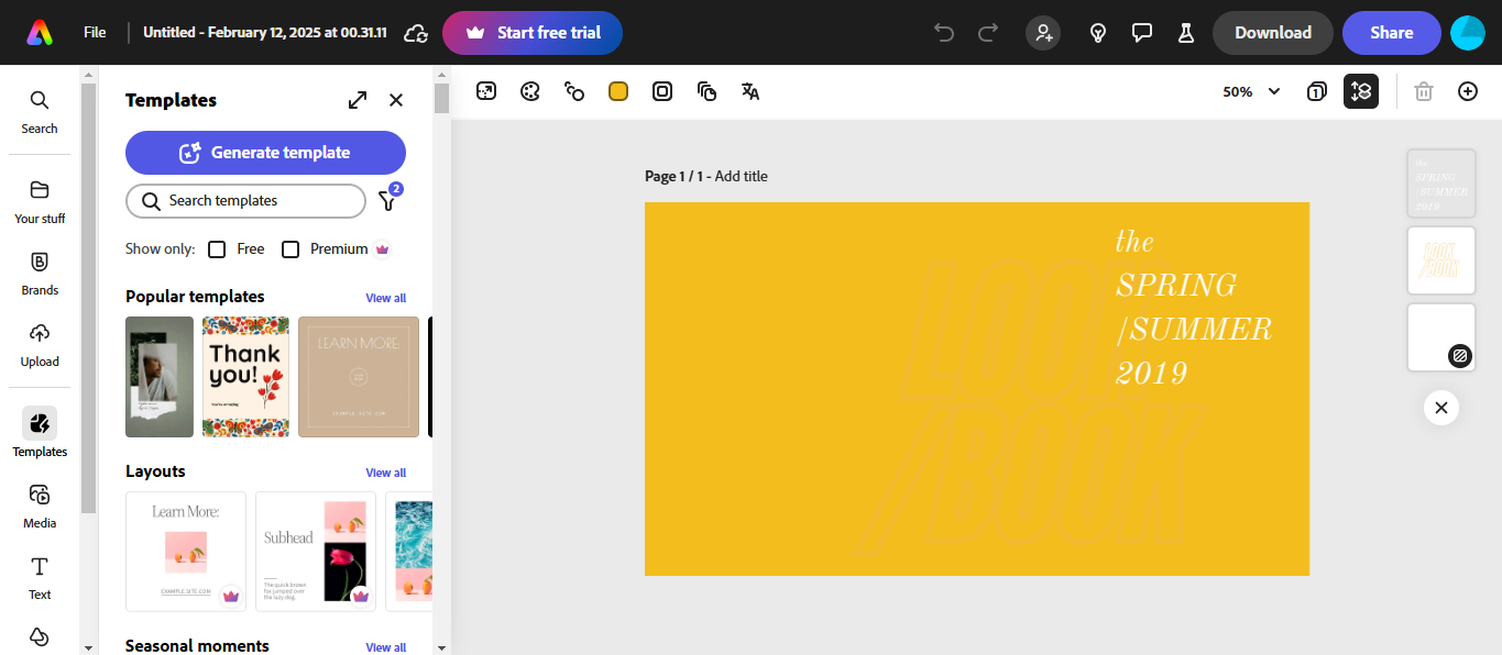 Buat header YouTube di Adobe Express