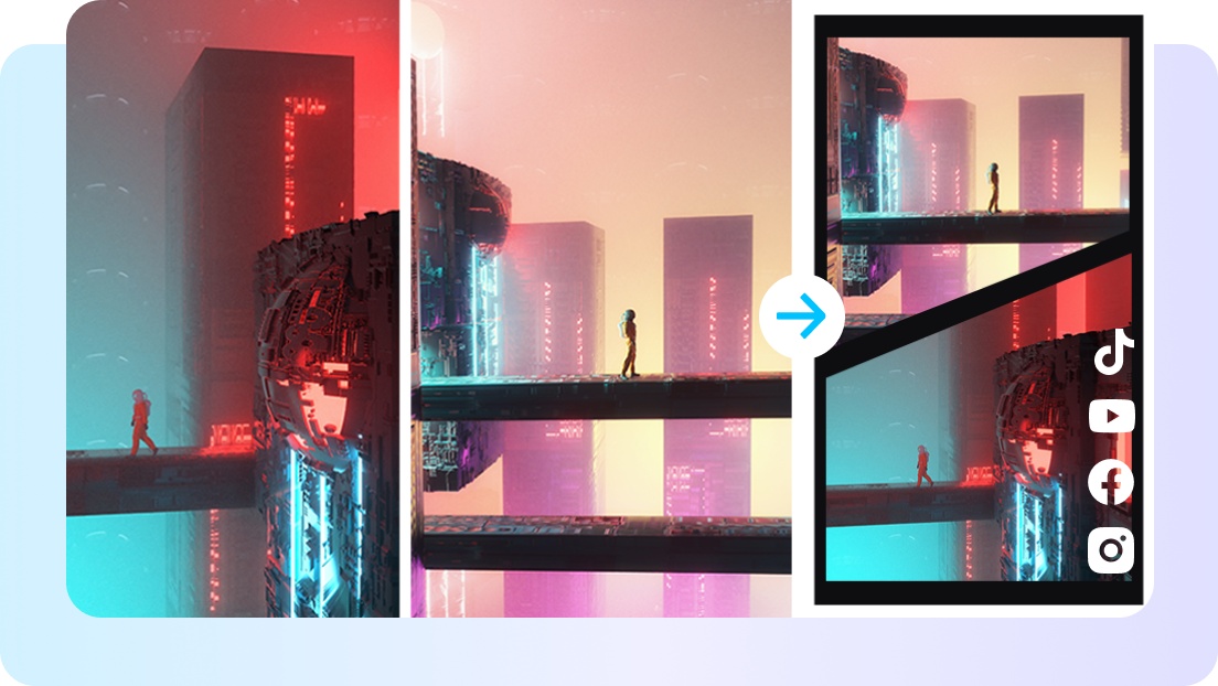 An all-in-one editor for videos, images, social media, and more