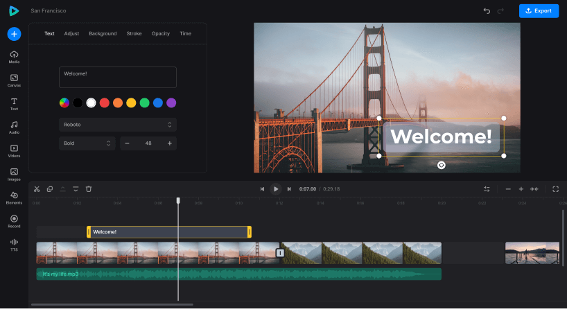 Interface of Clideo - the reliable tool to write text on video online for free