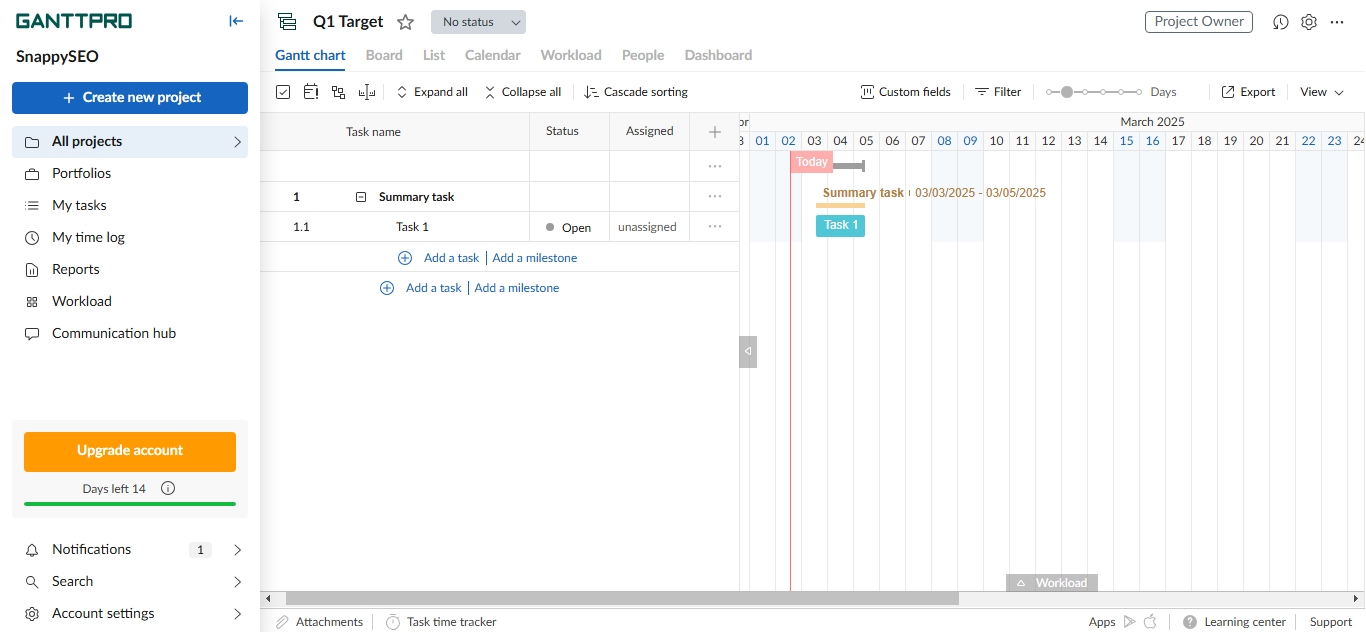 Online gantt creator