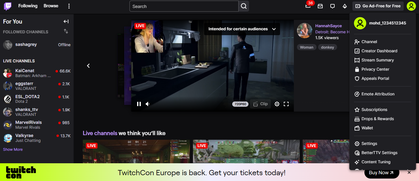 Klik ikon profil Anda di sudut kanan atas