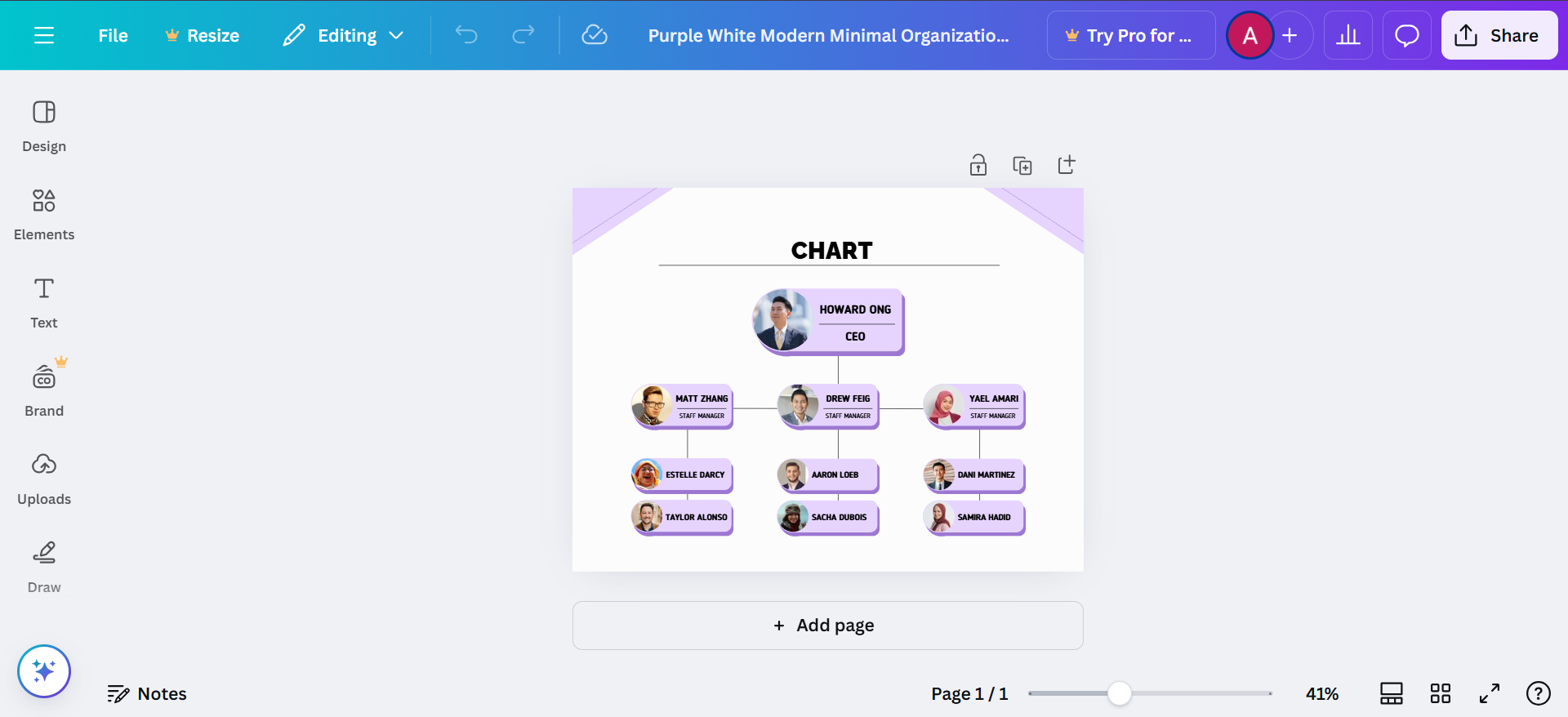 how to draw organizational chart
