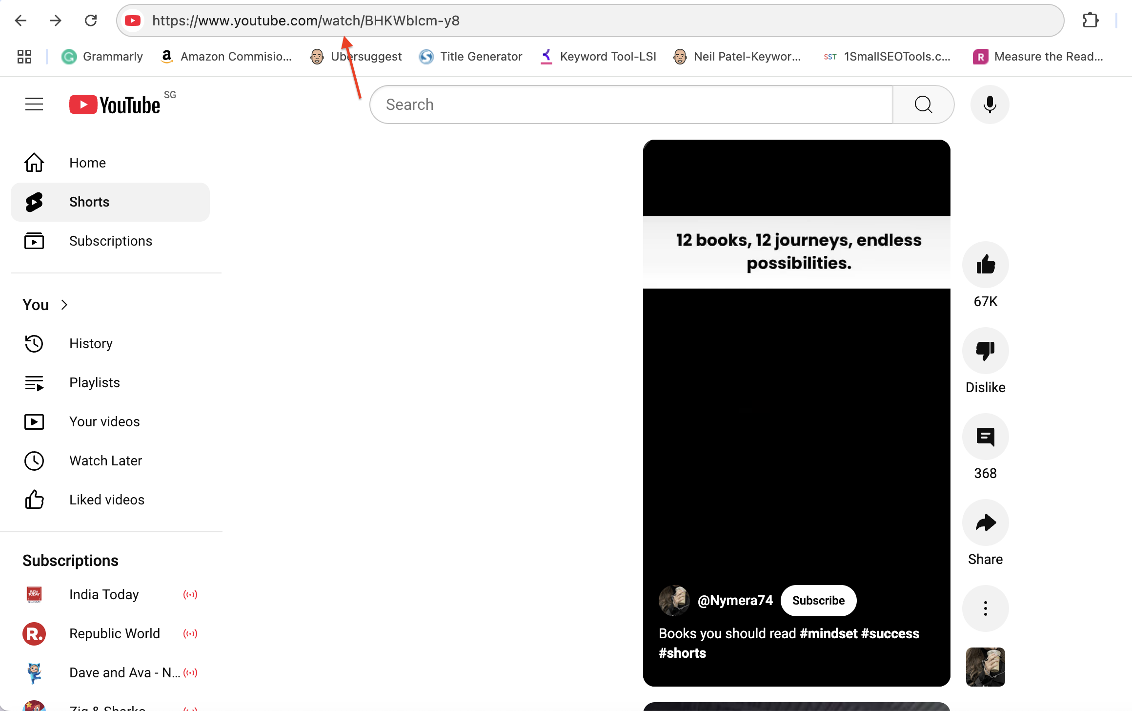 Modify YouTube Shorts URL