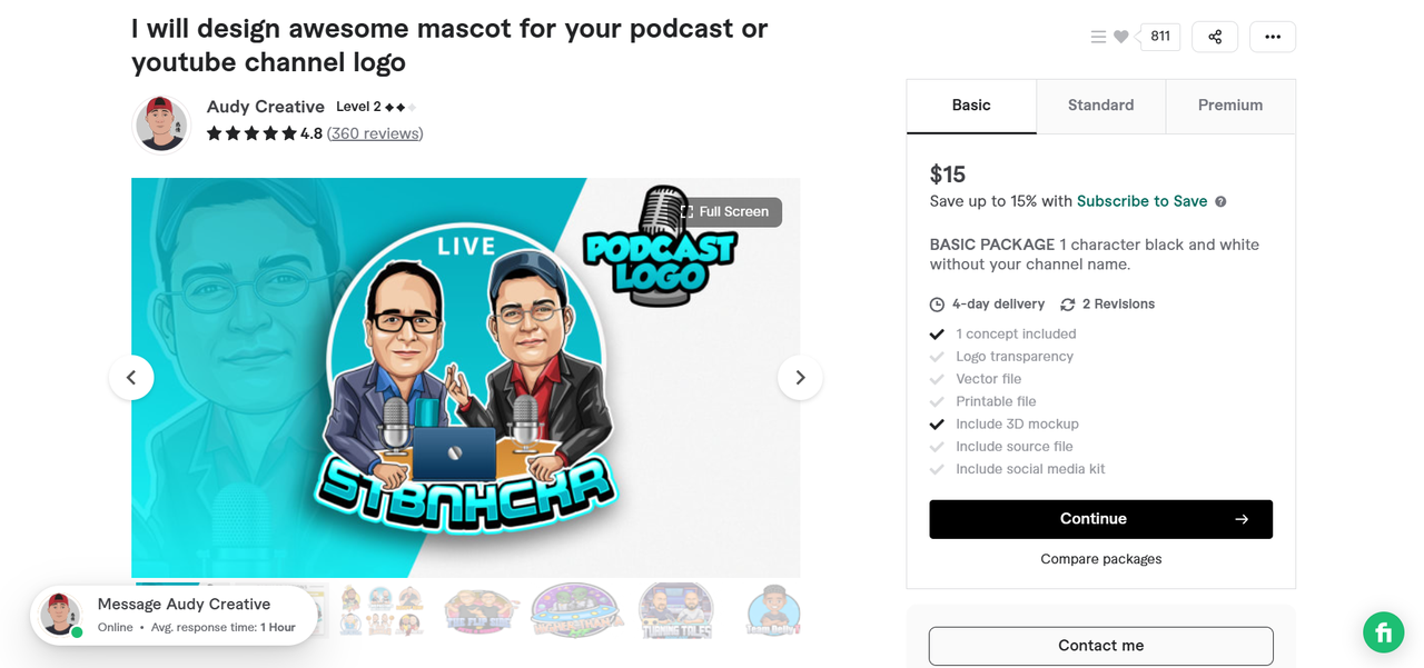 Selecting the designer and choosing their price package