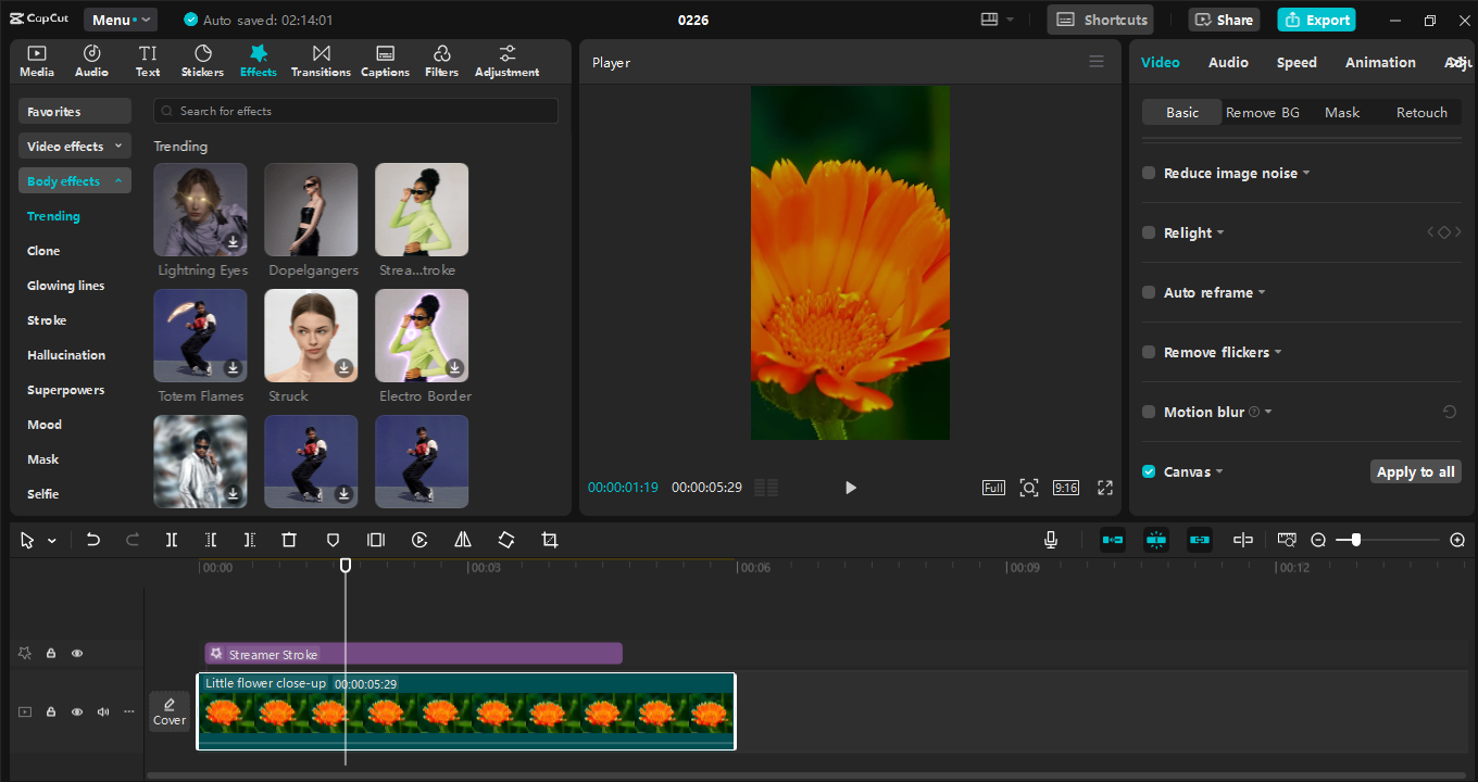 CapCut desktop video editor interface - a reliable tool to edit TikTok video easily