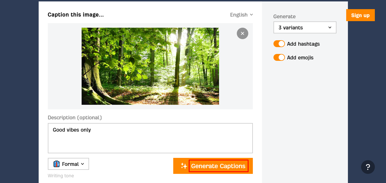 Интерфейс Ahrefs - надежный генератор подписей в Instagram