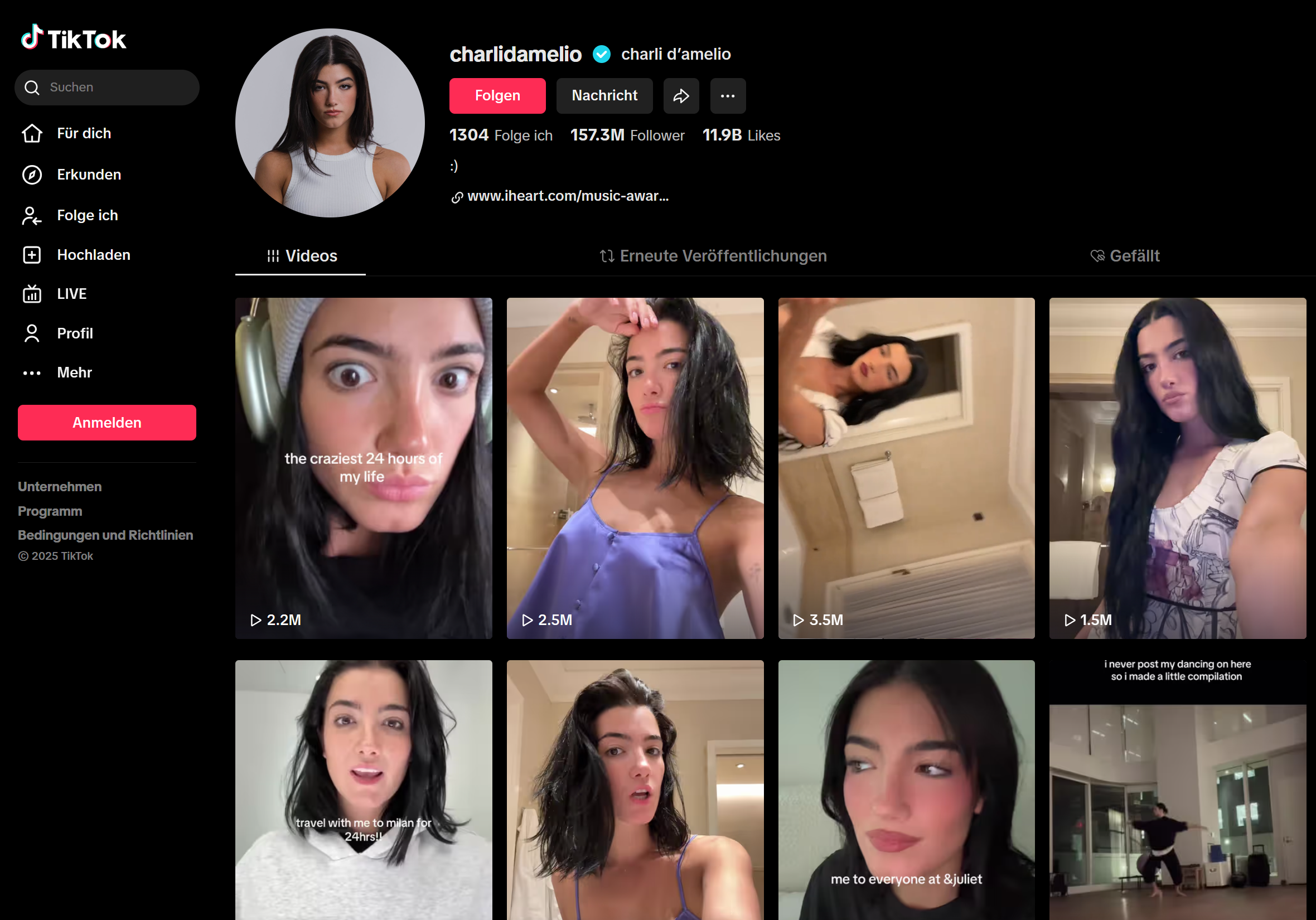 Top 5 creators of TikTok trend：Charli D'Amelio