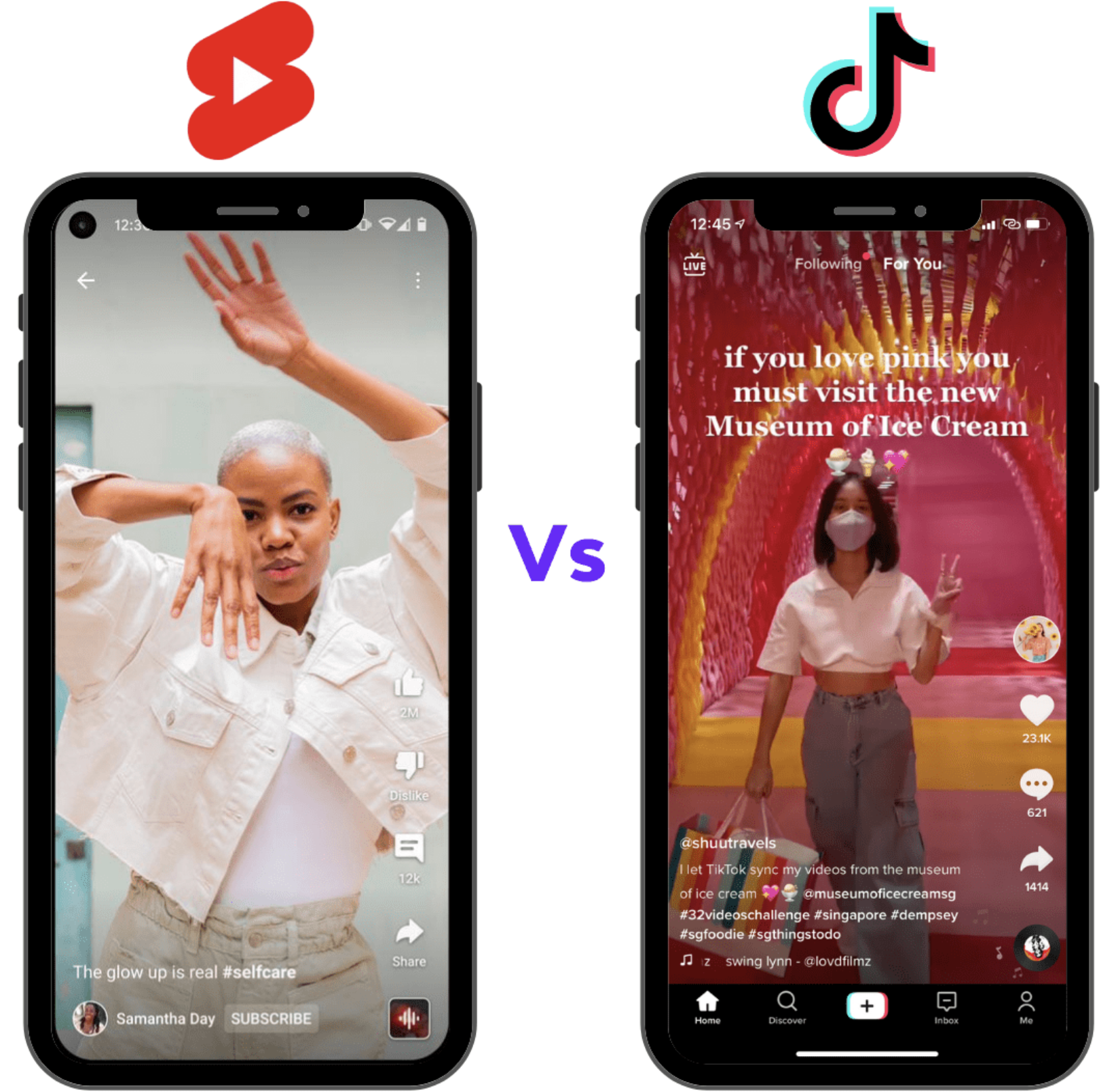 YouTube Shorts 비디오 vs TikTok | 주요 유사점