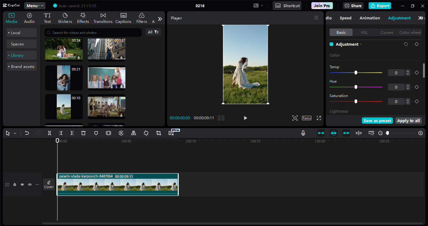 Editing interface of the CapCut desktop video editor - a perfect tool to edit reels for Instagram