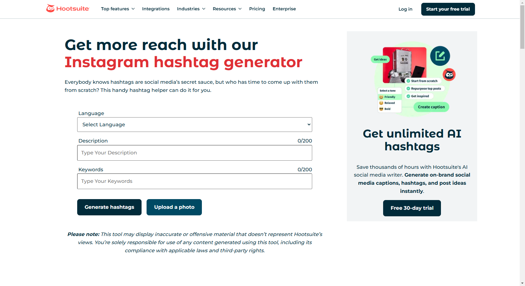 Hootsuite hashtag generátor