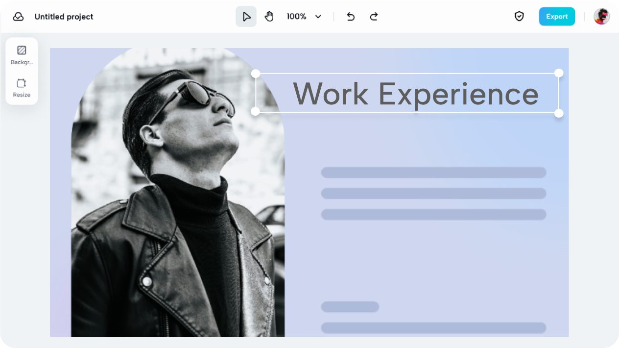 Simply drag and drop cover letter elements and graphics anywhere