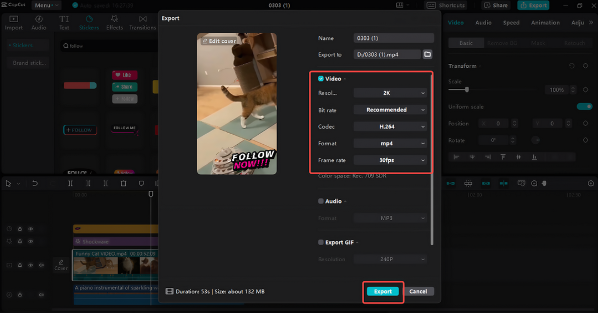 Exporter la bobine Facebook dans CapCut