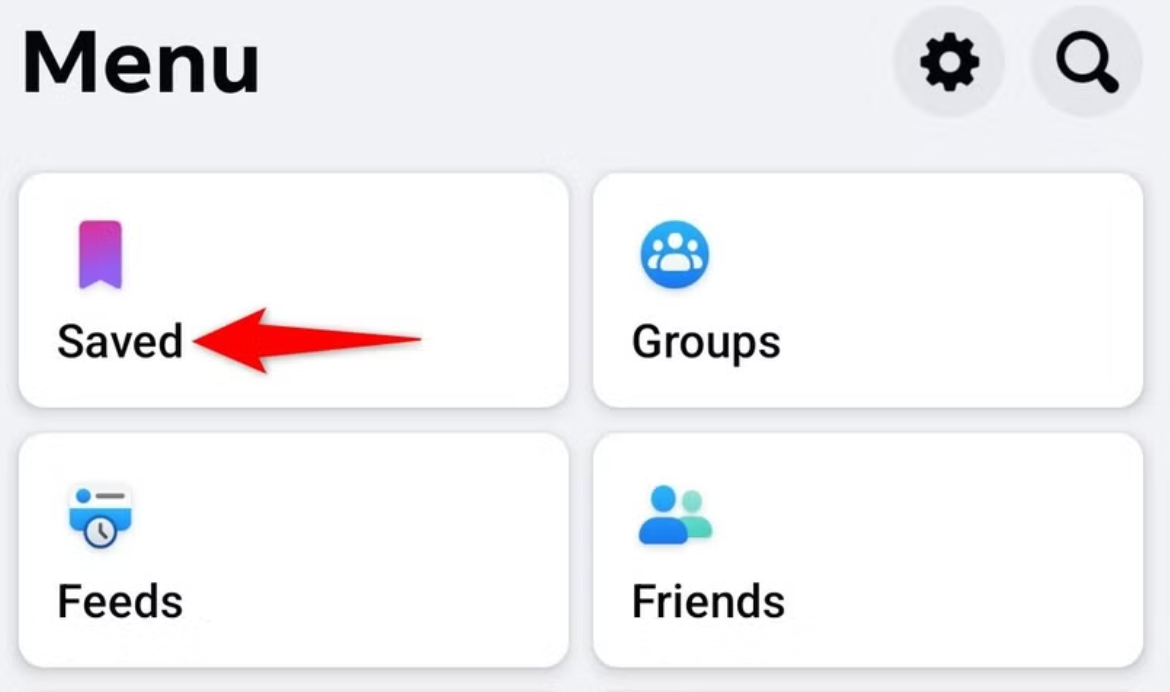 Image showing find saved reels on Facebook