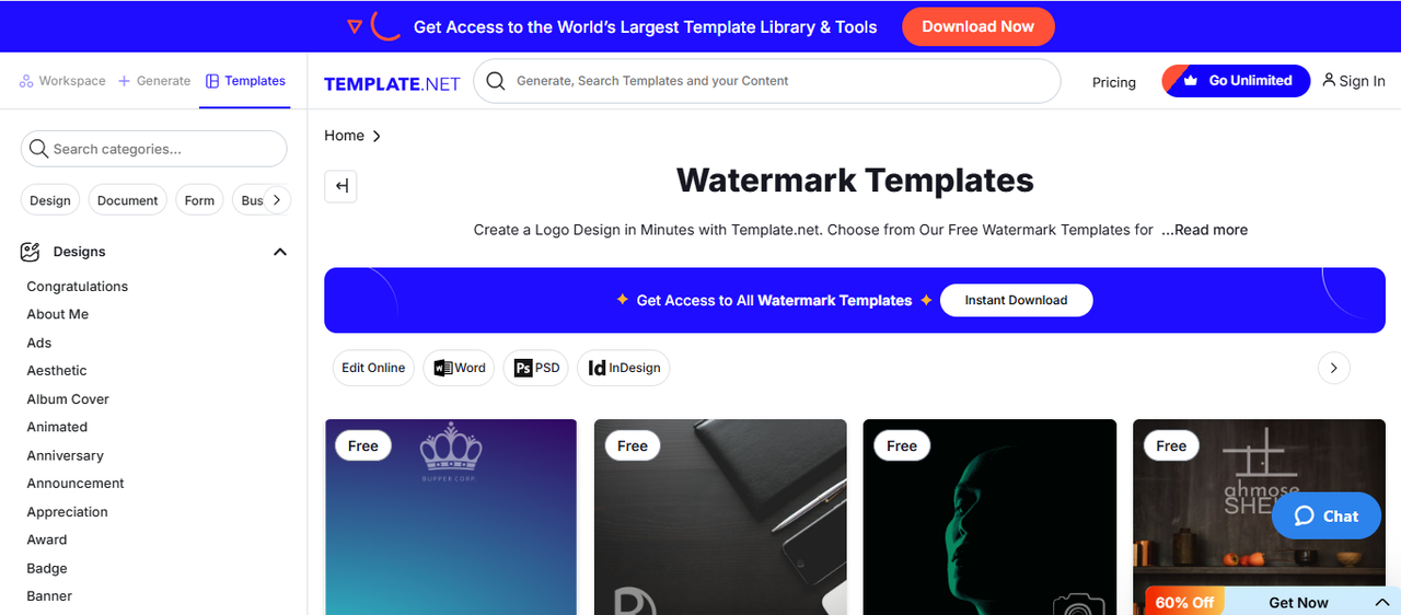 สร้างลายน้ำที่Template.net