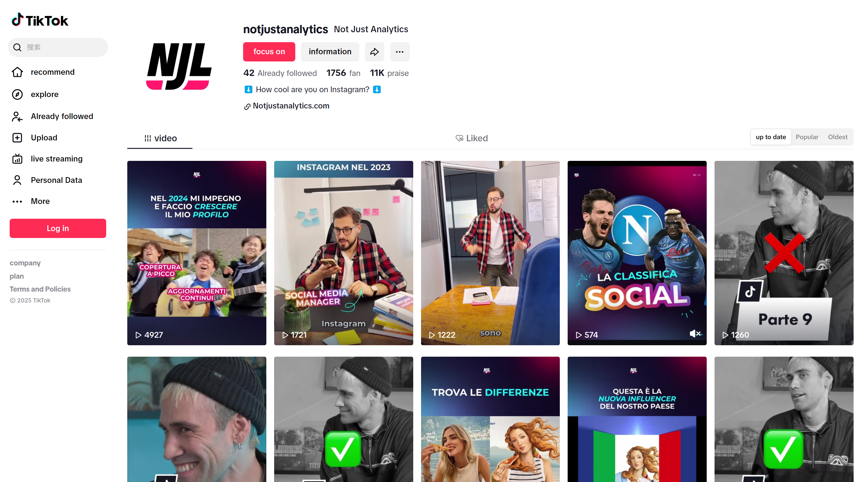 Come guardare il tutorial Not Just Analytics su TikTok