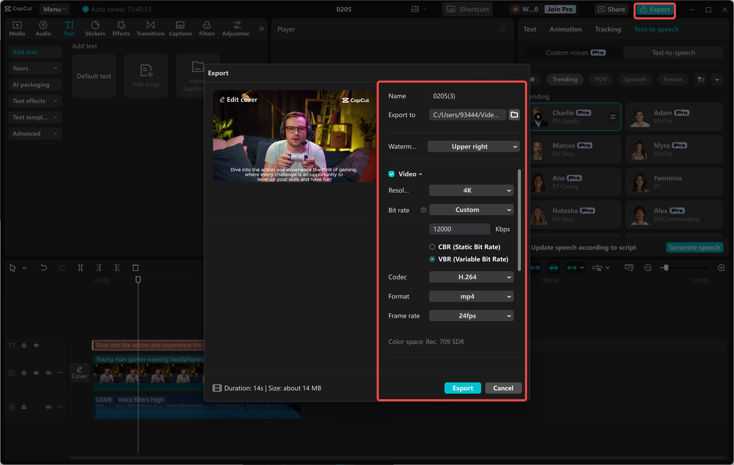 Videó exportálása a CapCut asztali videószerkesztőjéről