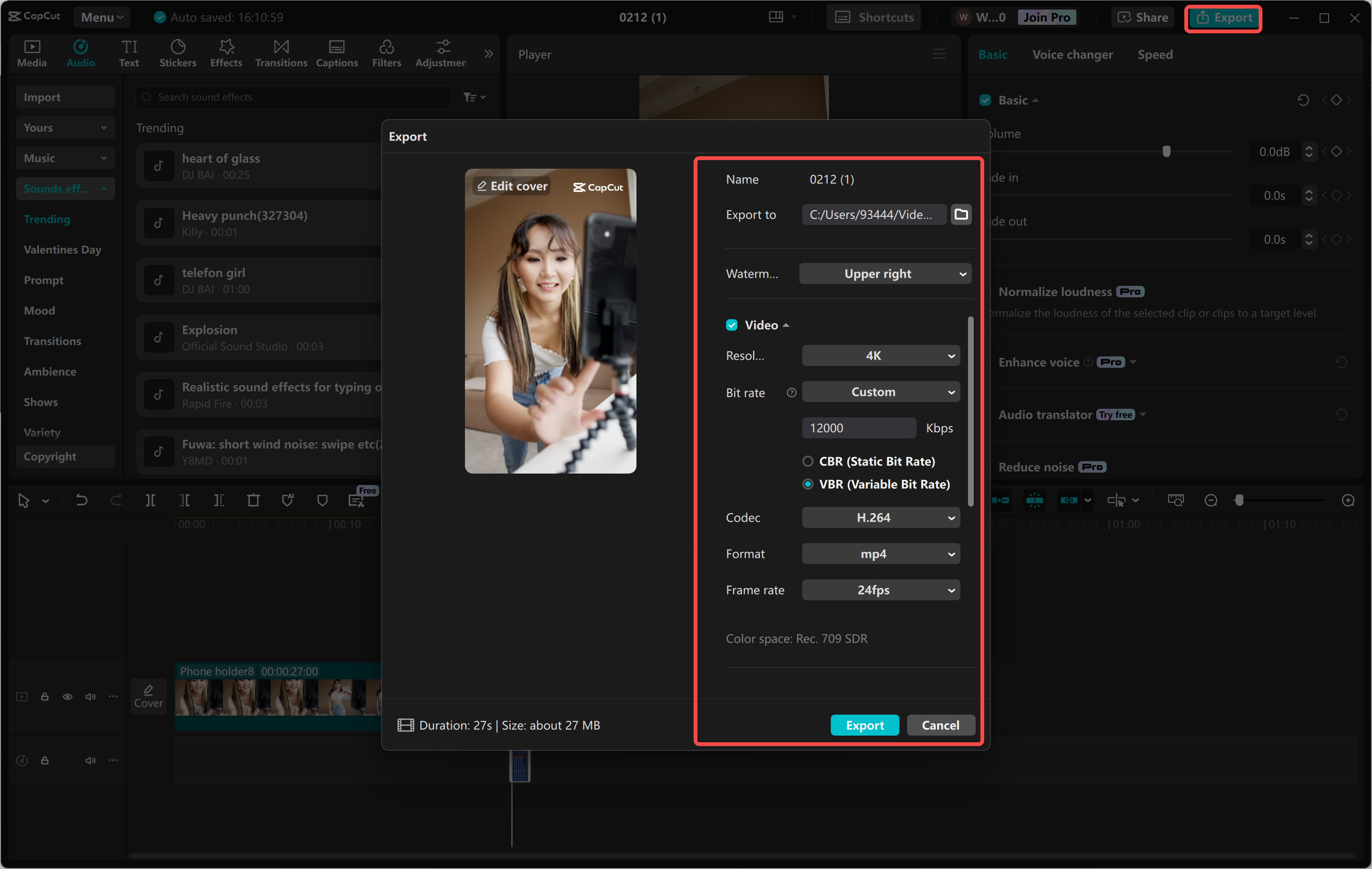 Export vysoce kvalitního animovaného videa z editoru videa pro stolní počítače CapCut