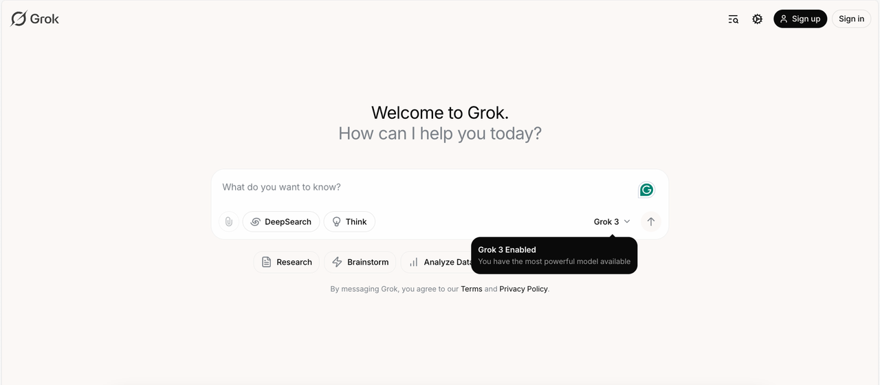 Grok 3 interface