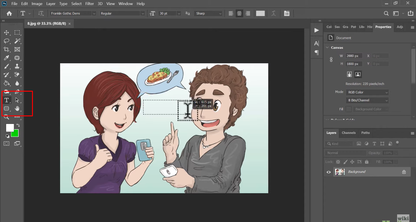 Using the Type tool to learn how to write text in Photoshop