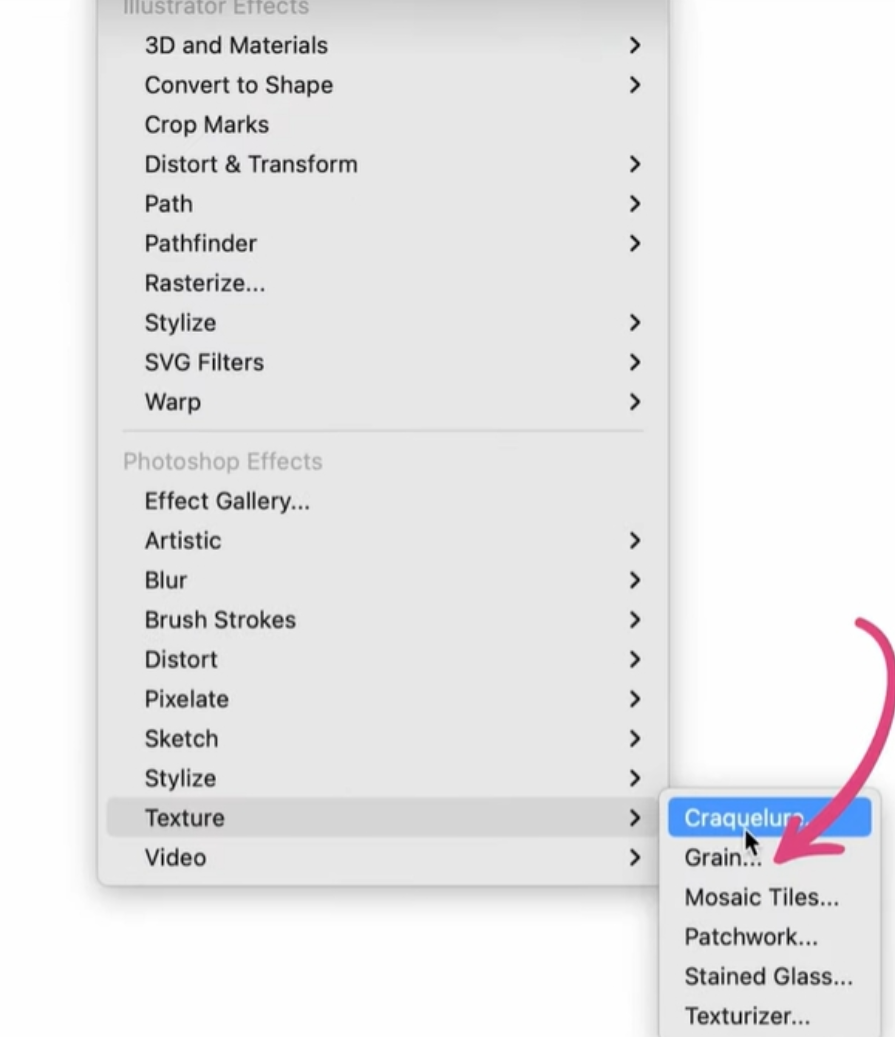 Application de l'effet de grain dans Adobe Illustrator