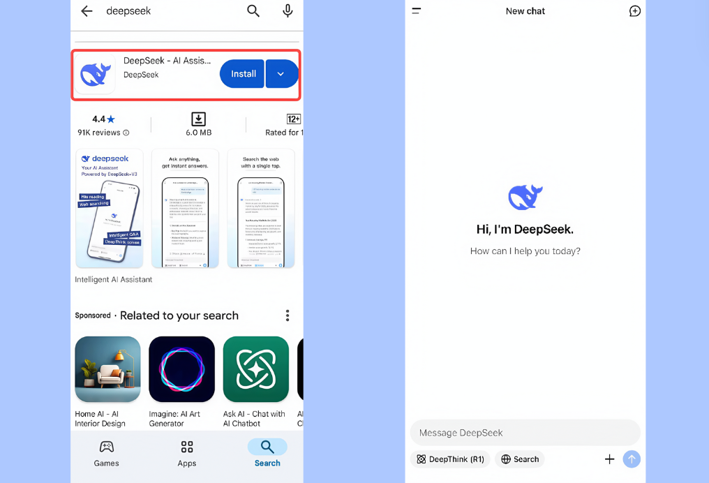 Stáhněte si a použijte aplikaci DeepSeek