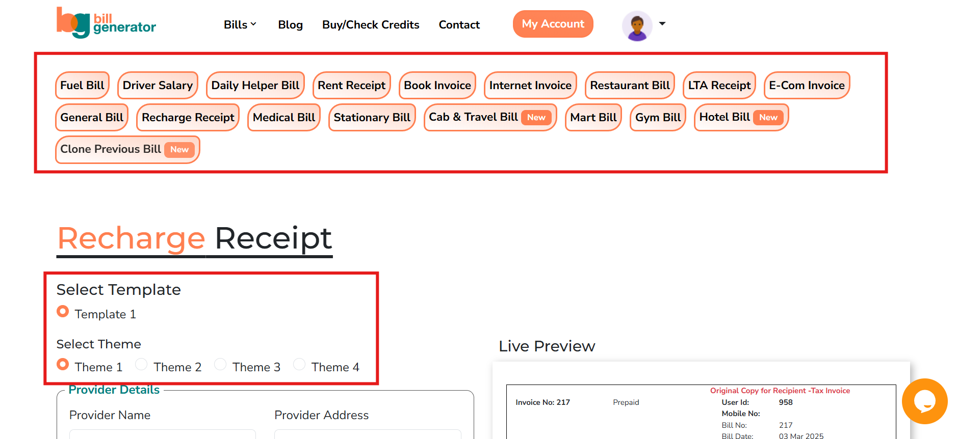 Escolha o tipo de nota