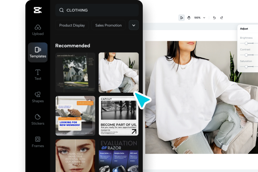 Log into CapCut, and select a template