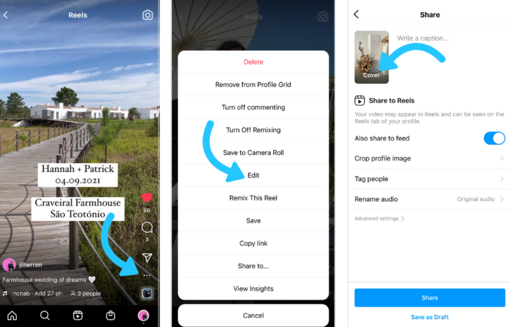 แก้ไขวิดีโอรีลบน Instagram