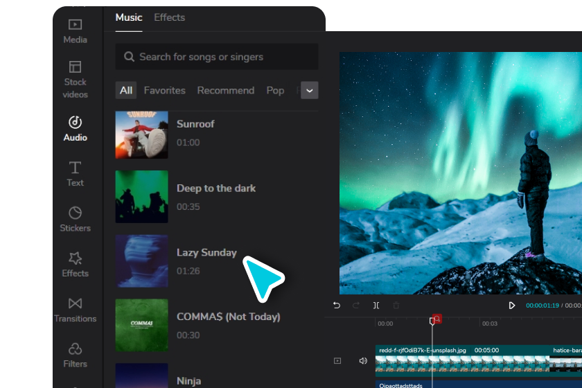 Додайте пісні та переходи