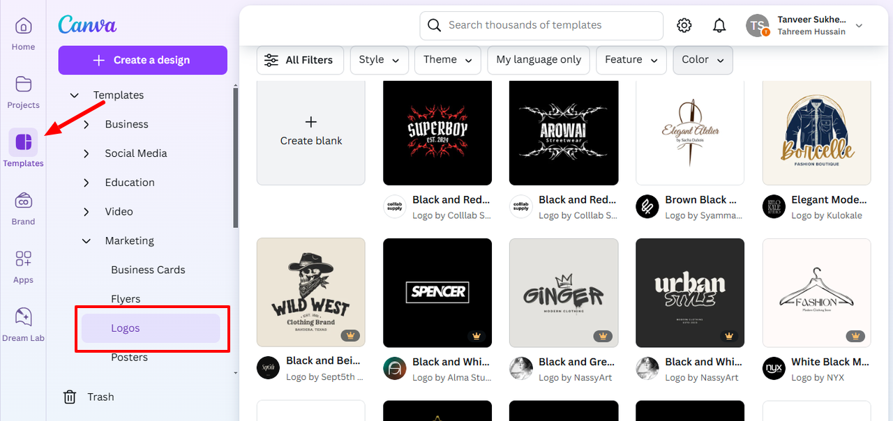 로고 템플릿 선택