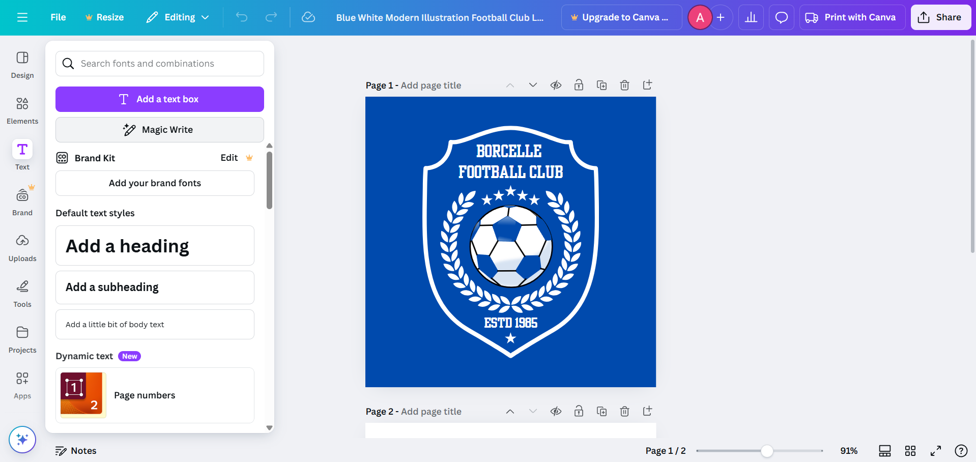 Canva football badge maker