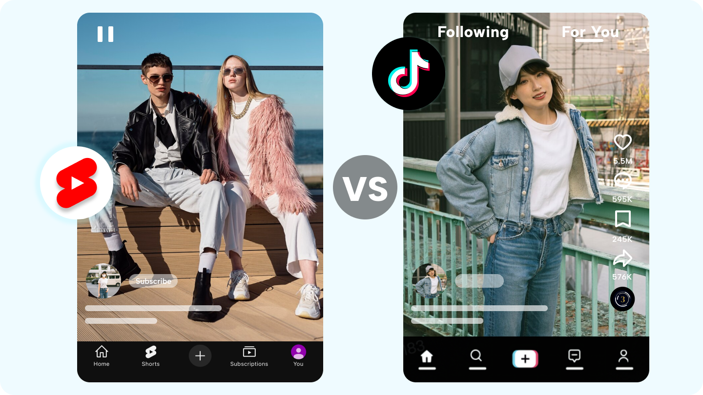 유튜브 반바지 vs 틱톡