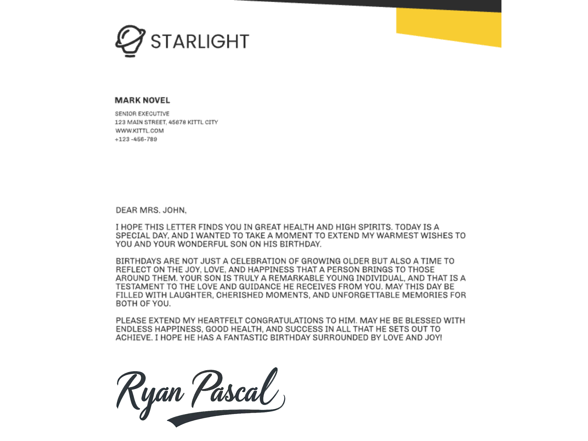 Personal letters with handwritten signature